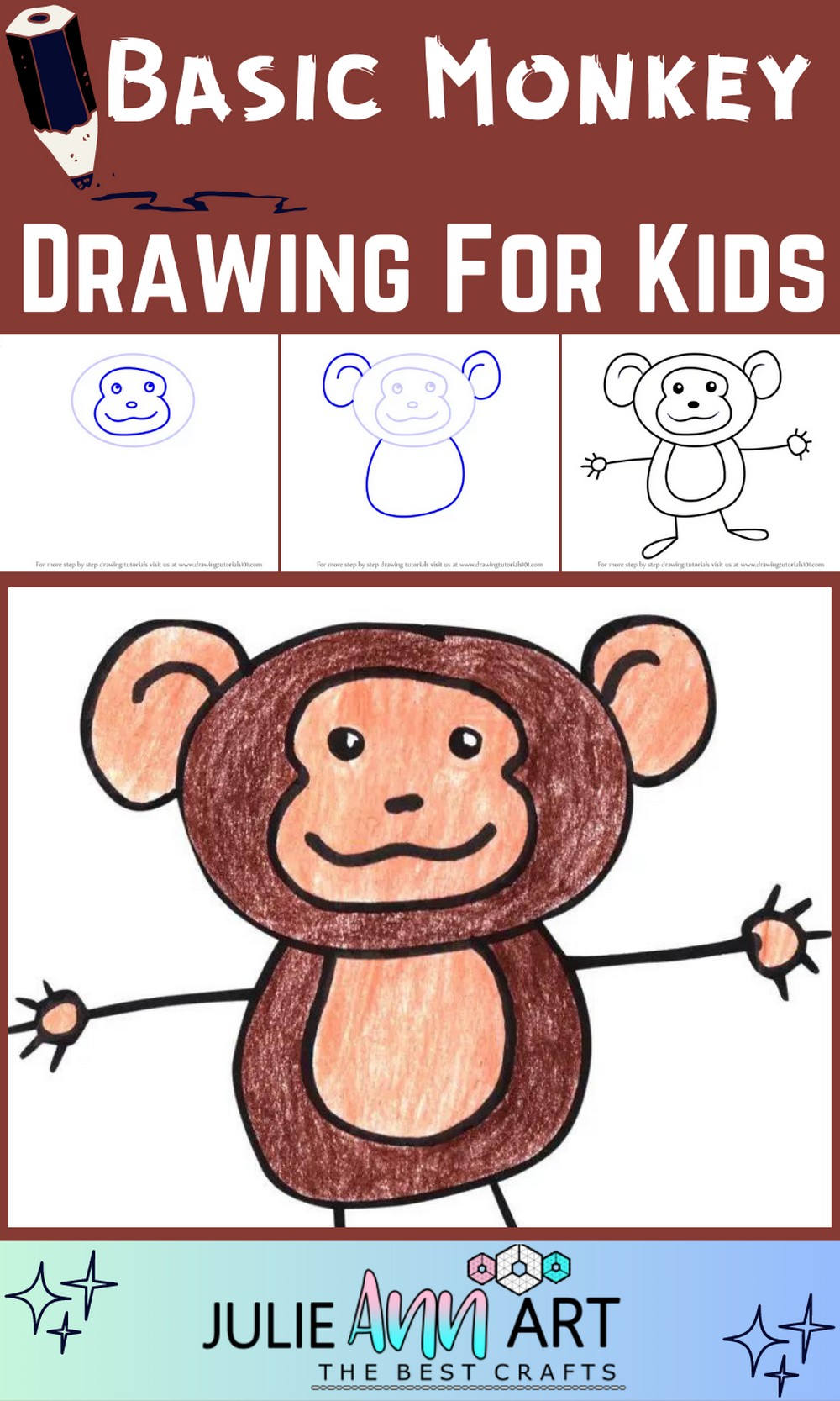 Basic Monkey Drawing For Kids