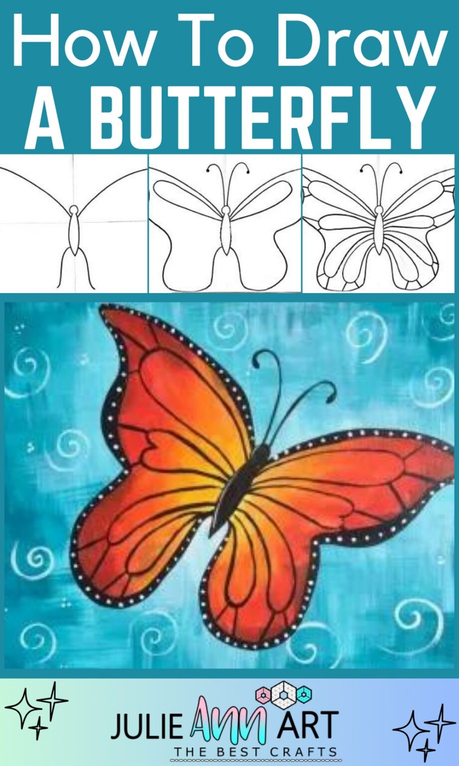 20 Simple Butterfly Drawing Ideas- How To Draw Butterfly - Julie Ann Art