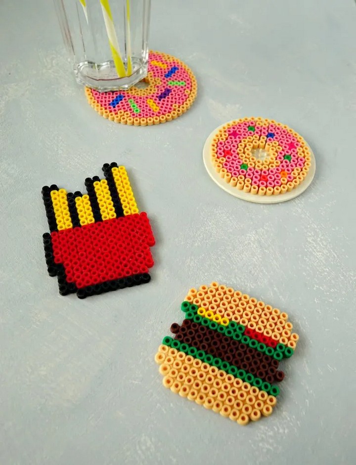 DIY Fast Food Perler Bead Coasters