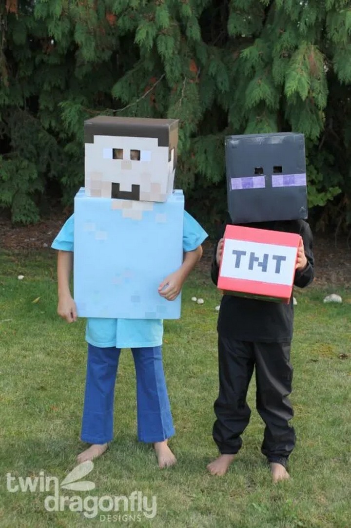 DIY Minecraft Steve And Enderman Costumes