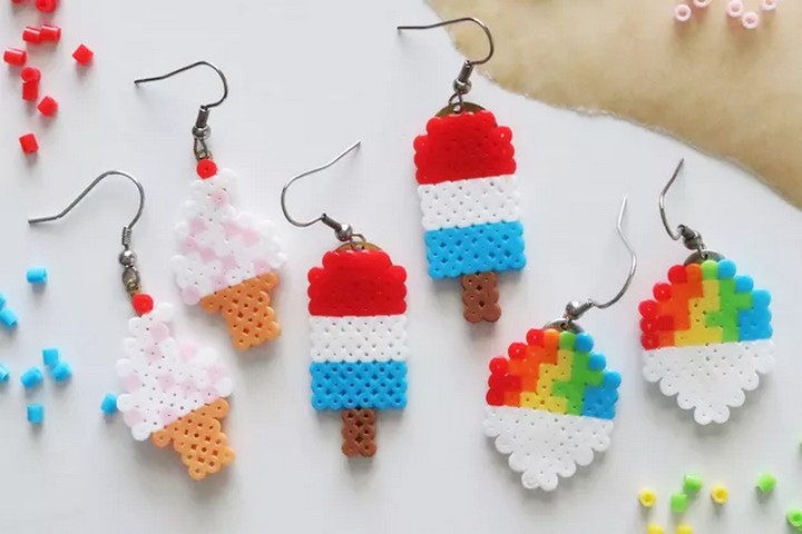 Nostalgic Perler Bead Earrings With Sweet Summer Vibes