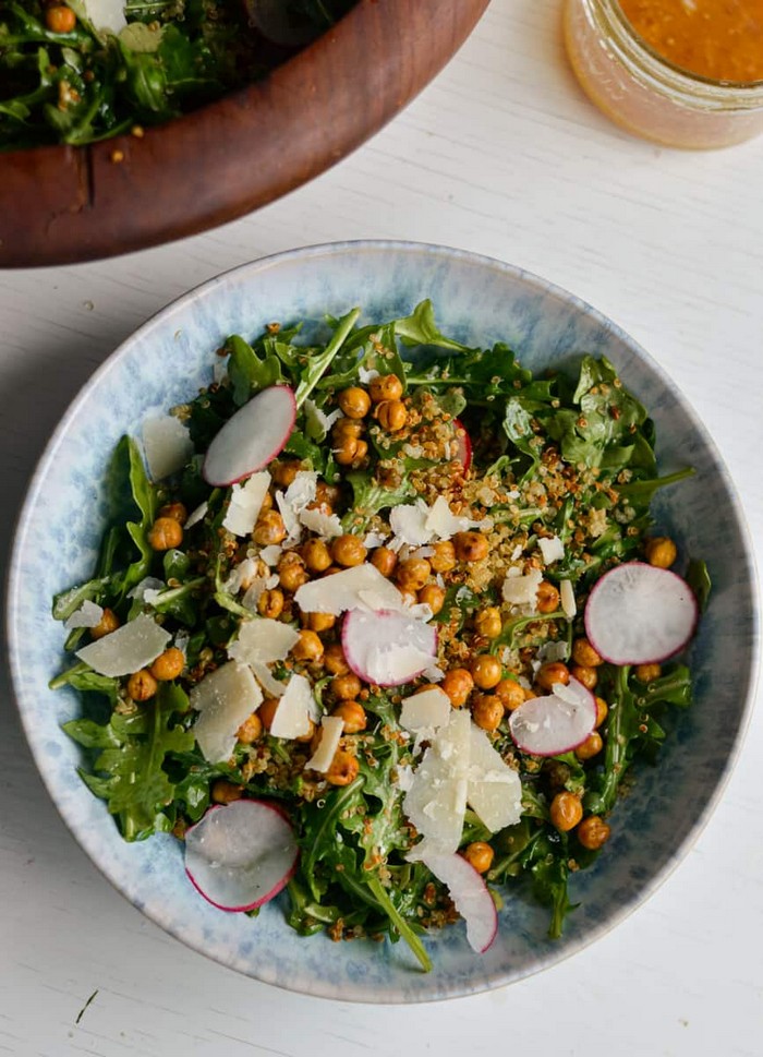 Arugula Quinoa Salad with Lemon Caesar Vinaigrette