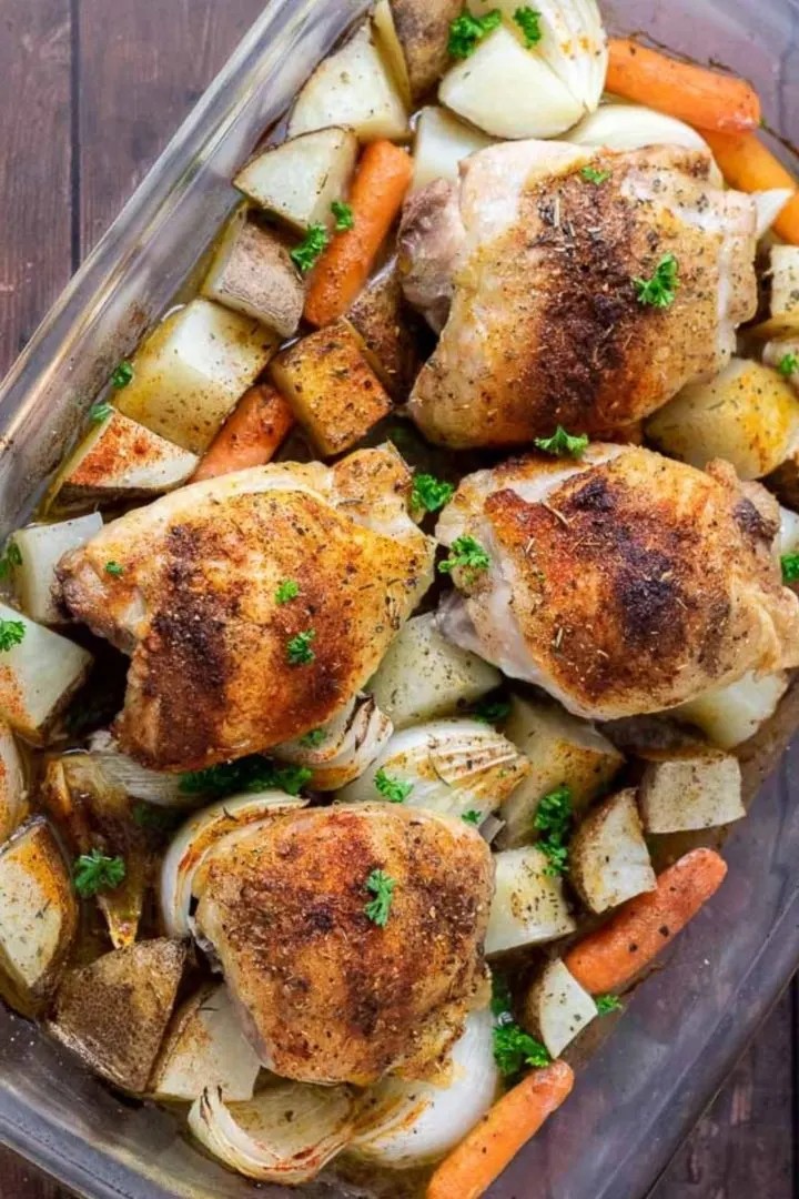 Baked Chicken Thighs With Potatoes And Carrots