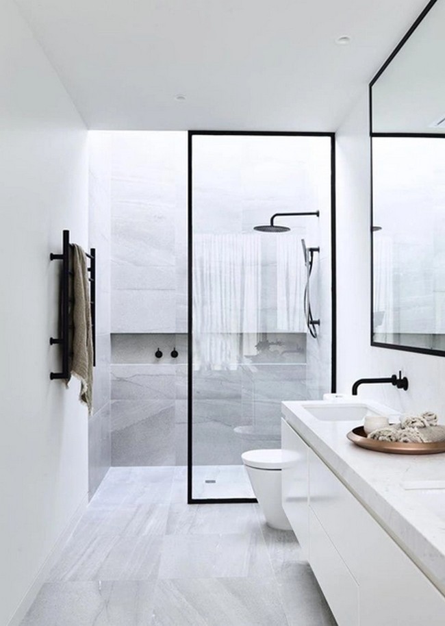 Small Bathroom Walk-in Shower With A Glass Partition