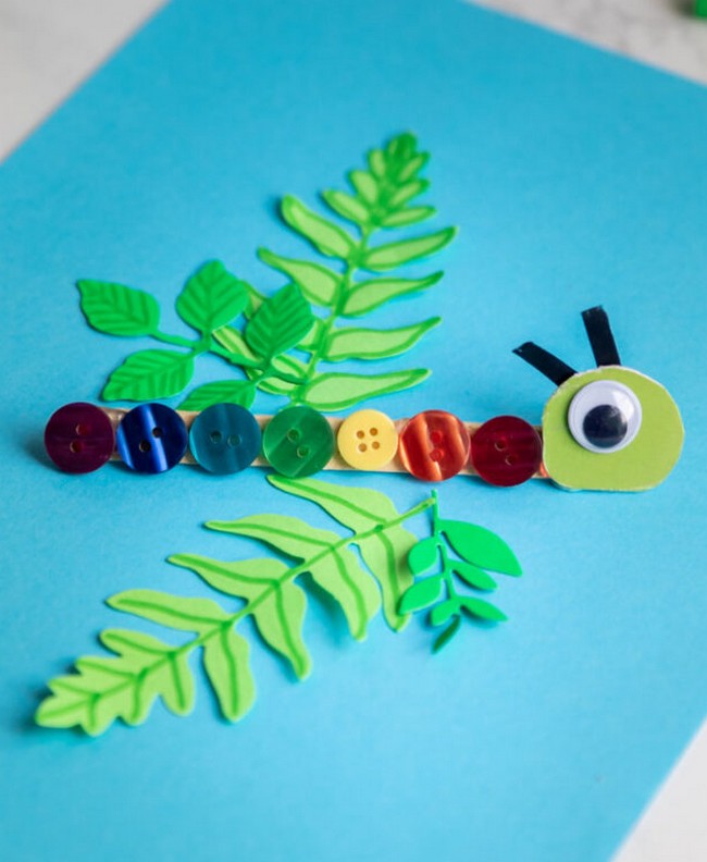 Make A Rainbow Caterpillar Button Craft
