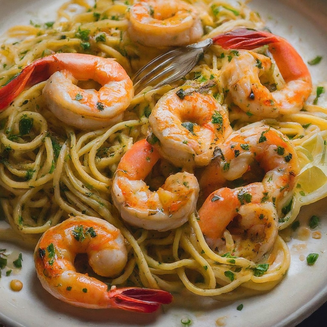 Flavorful Garlic Butter Shrimp Pasta Meal - Julie Ann Art