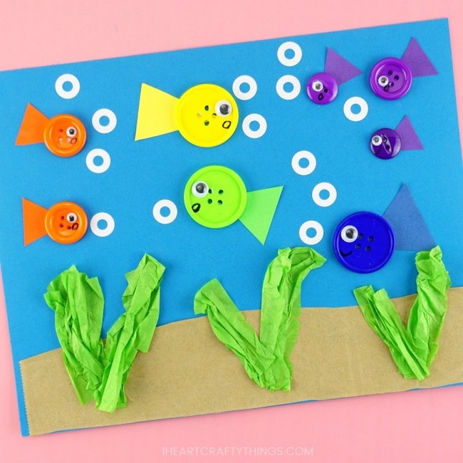 Simple Button Fish Craft For Kids