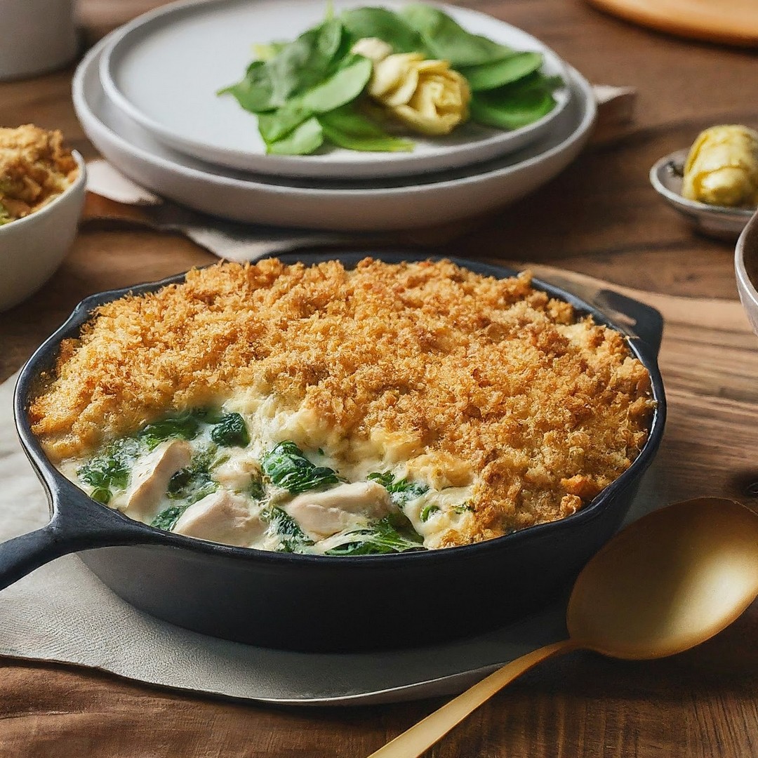 Creamy Spinach Artichoke Chicken Casserole - Julie Ann Art