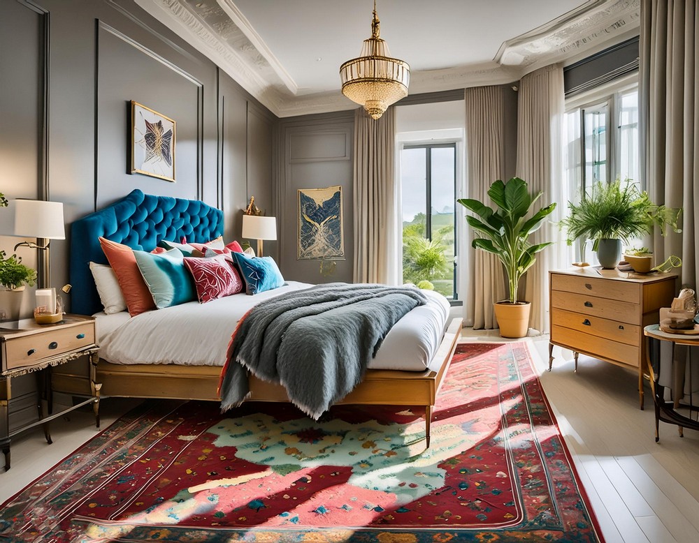 Apartment Decorating with Adding a Colorful Rug