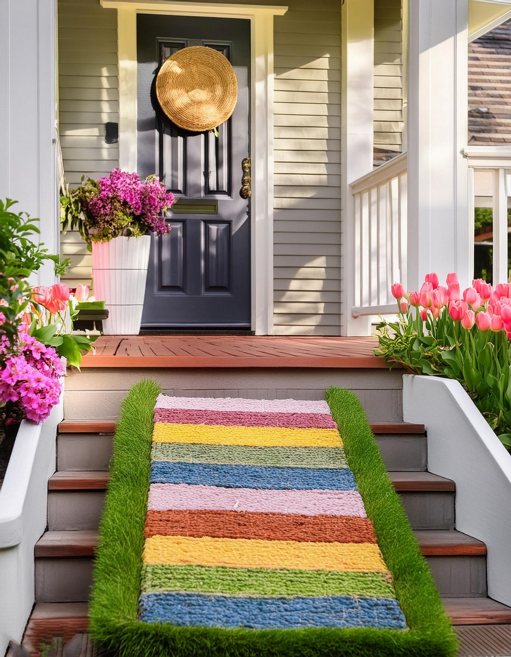 Spring Porch Decor By Adding a Peppy Doormat