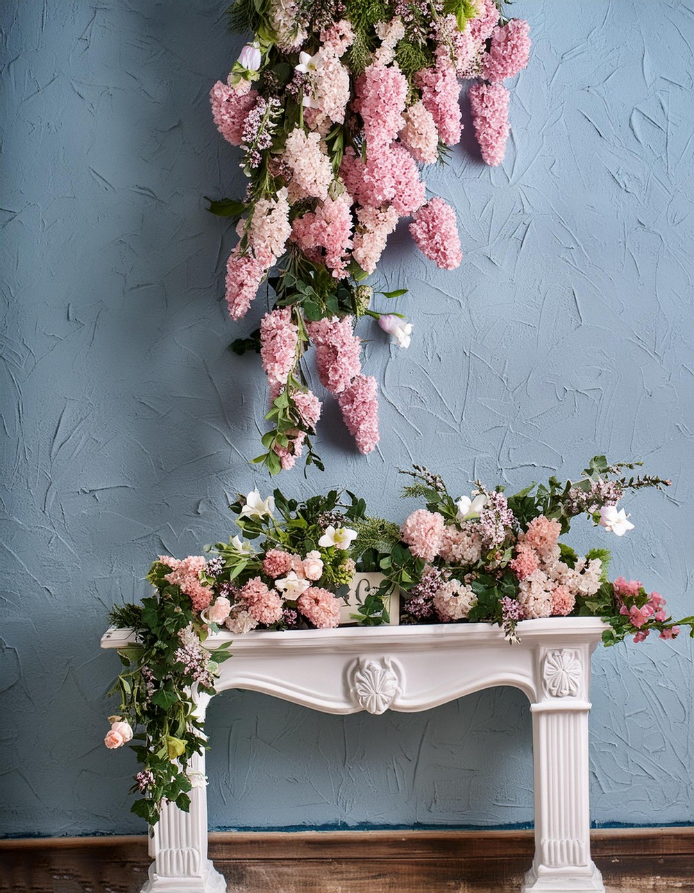 Spring Mantel Decorating with Cascading Flowers