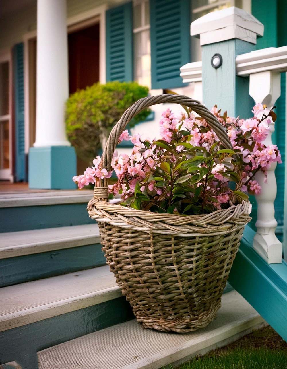 Spring Porch Decor By Adding a Basket