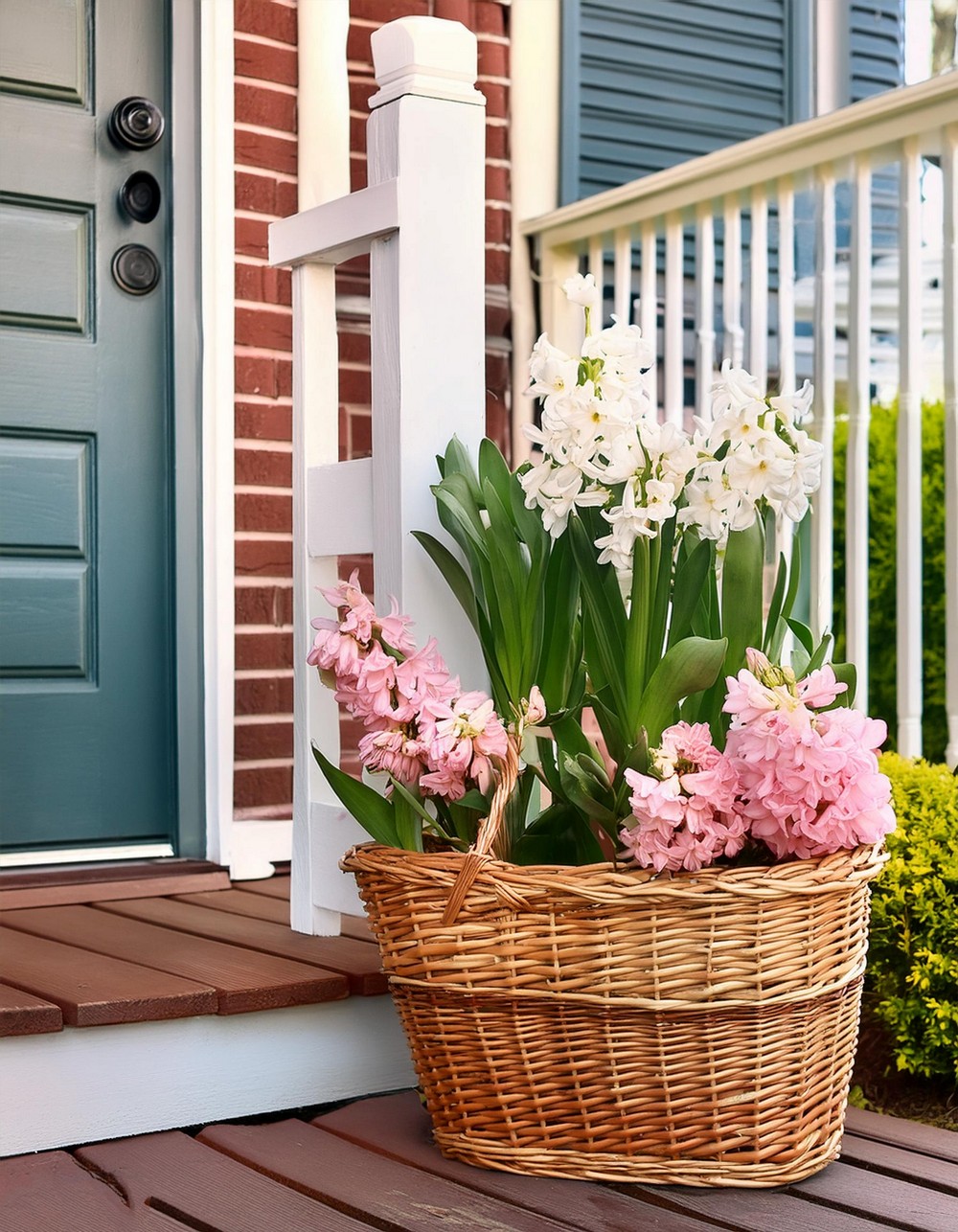 Spring Porch Decor By Adding a Basket