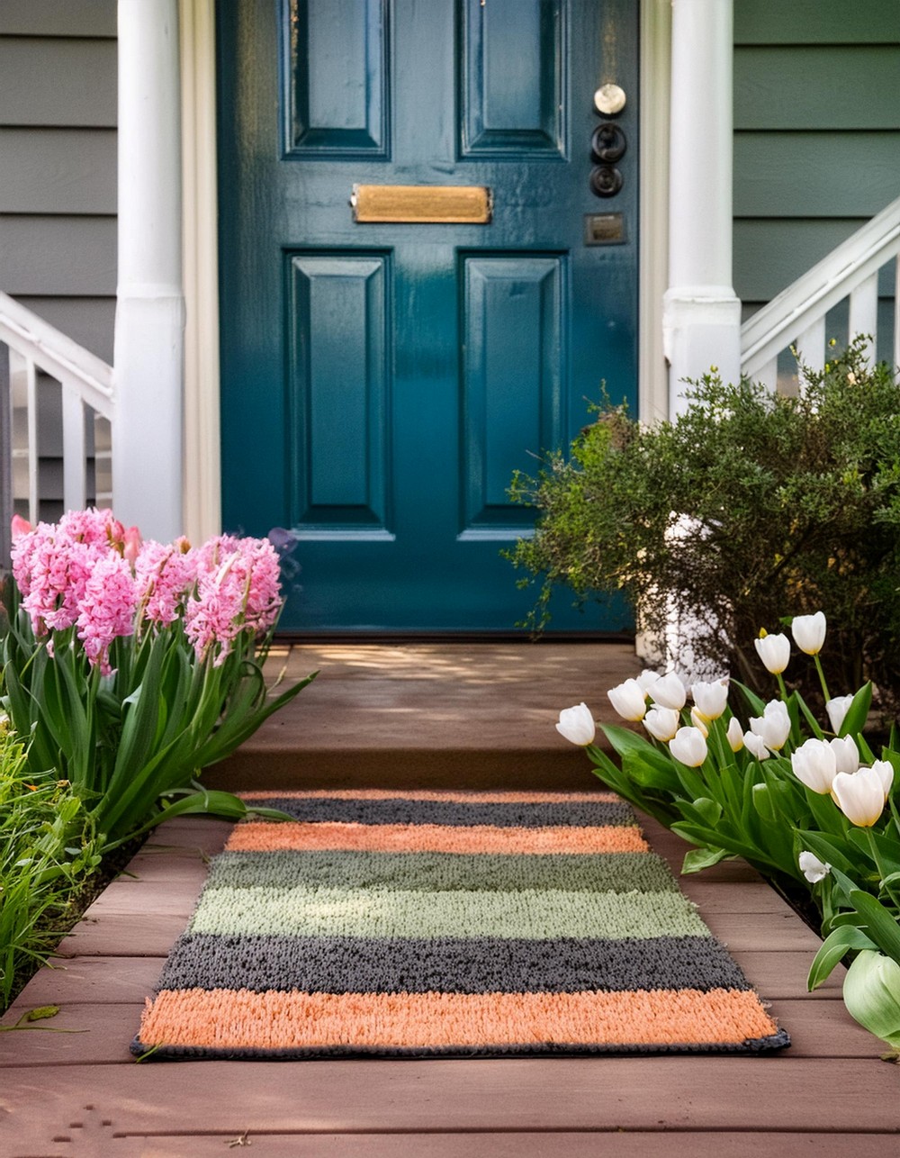 Spring Porch Decor By Adding a Peppy Doormat