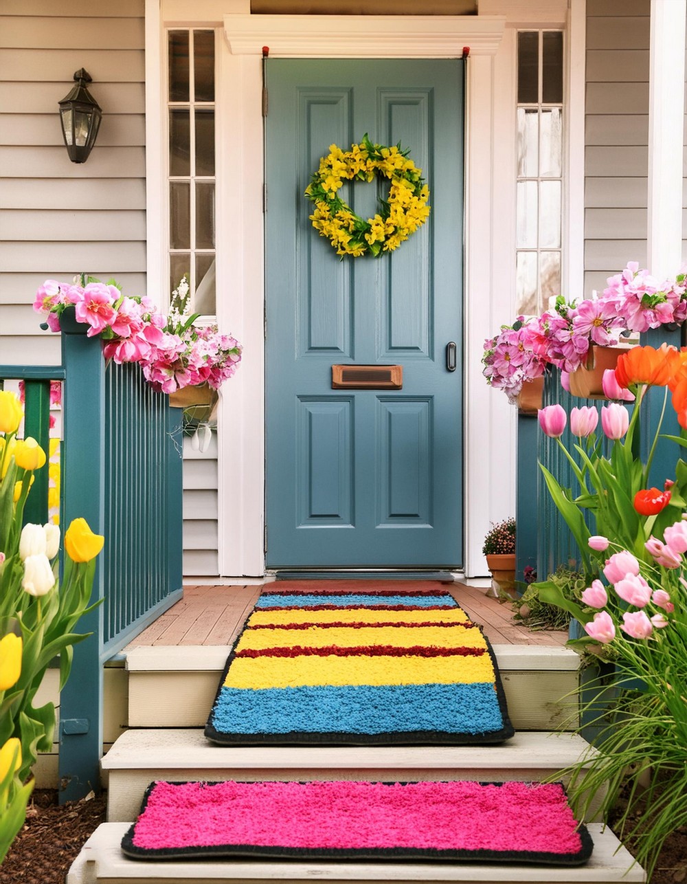 Spring Porch Decor By Adding a Peppy Doormat