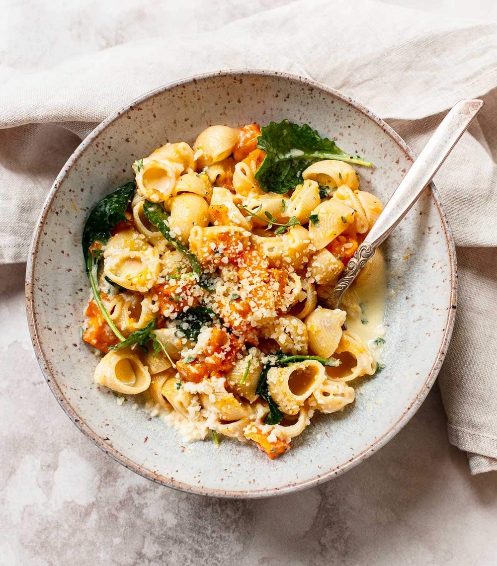 Roasted Pumpkin Pasta In Parmesan Cream Sauce