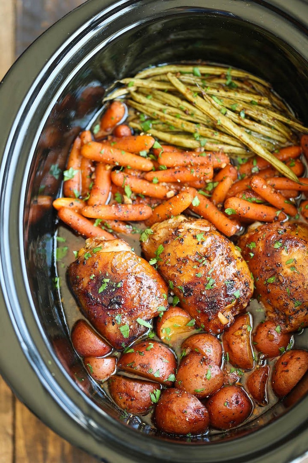 Slow Cooker Honey Garlic Chicken And Veggies