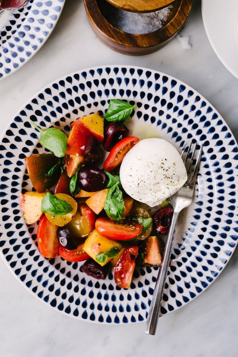 Stone Fruit Salad With Tomato And Burrata