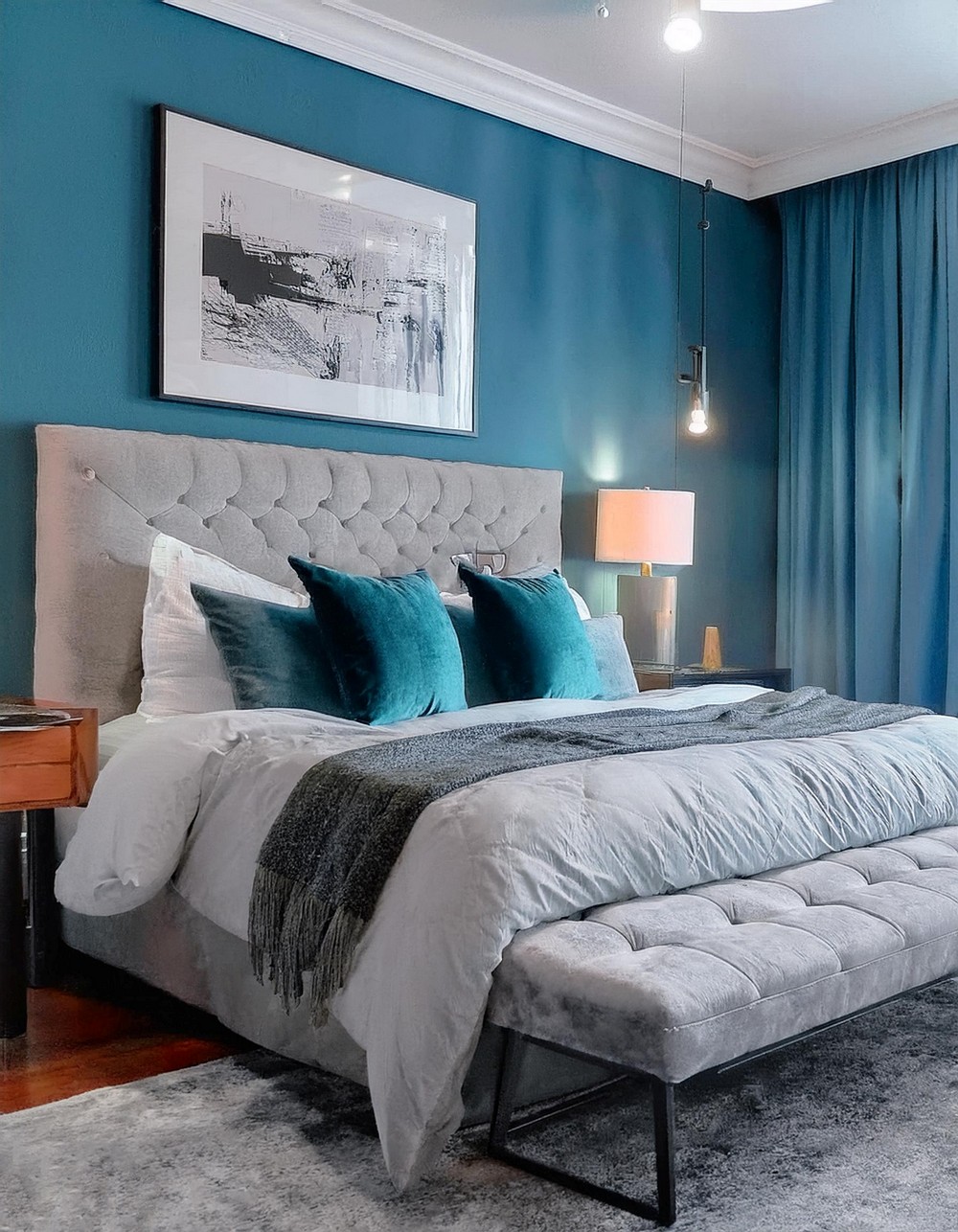Contemporary Teal Bedroom