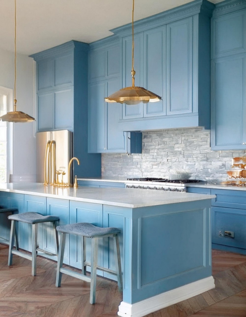 Cool Marble With Bold Blue And Brass