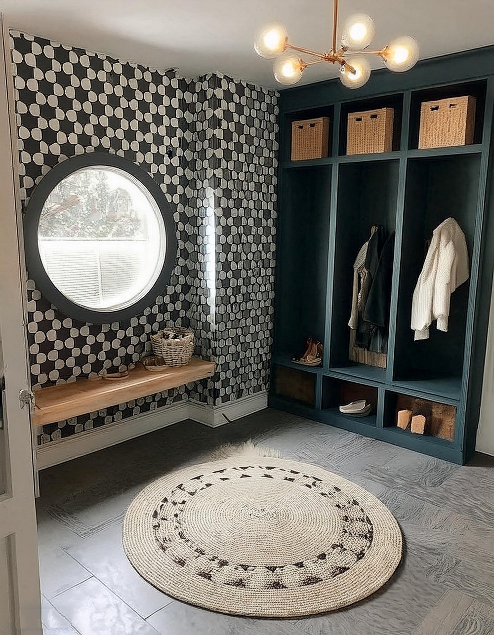 Geometric Modern Mudroom Entryway