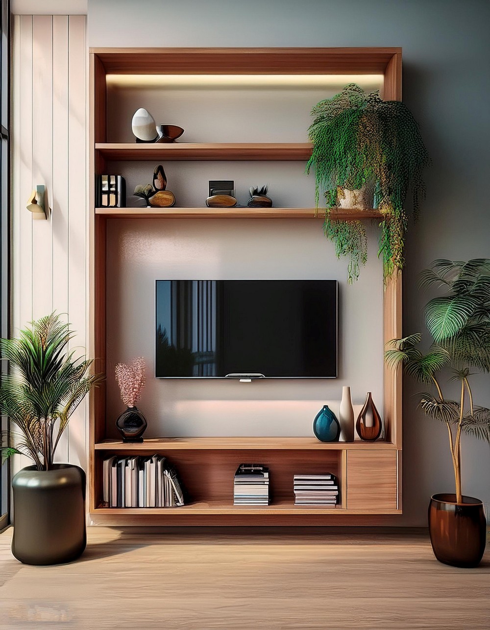 Storage Shelf Living Room TV Wall Decor