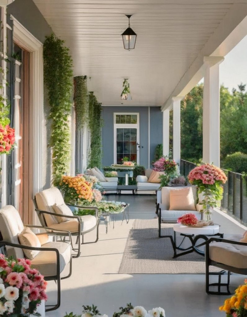 10 Easy To Adopt Narrow Front Porch Decor Ideas - Julie Ann Art