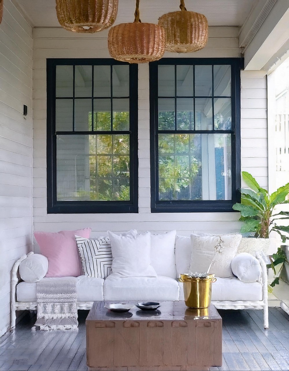 White Sofa Front Porch Seating